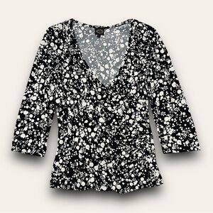 Y2K Floral Polka Dot Going Out Top Mesmerize Size Large Ruching Retro Pinup
